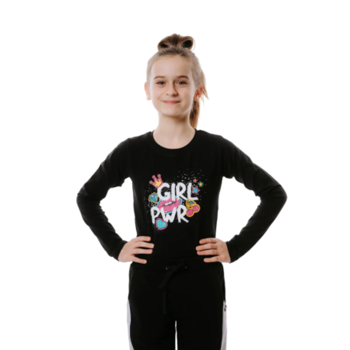 Lány hosszú ujjú póló AUTHORITY KIDS T-POWER black · záber 1
