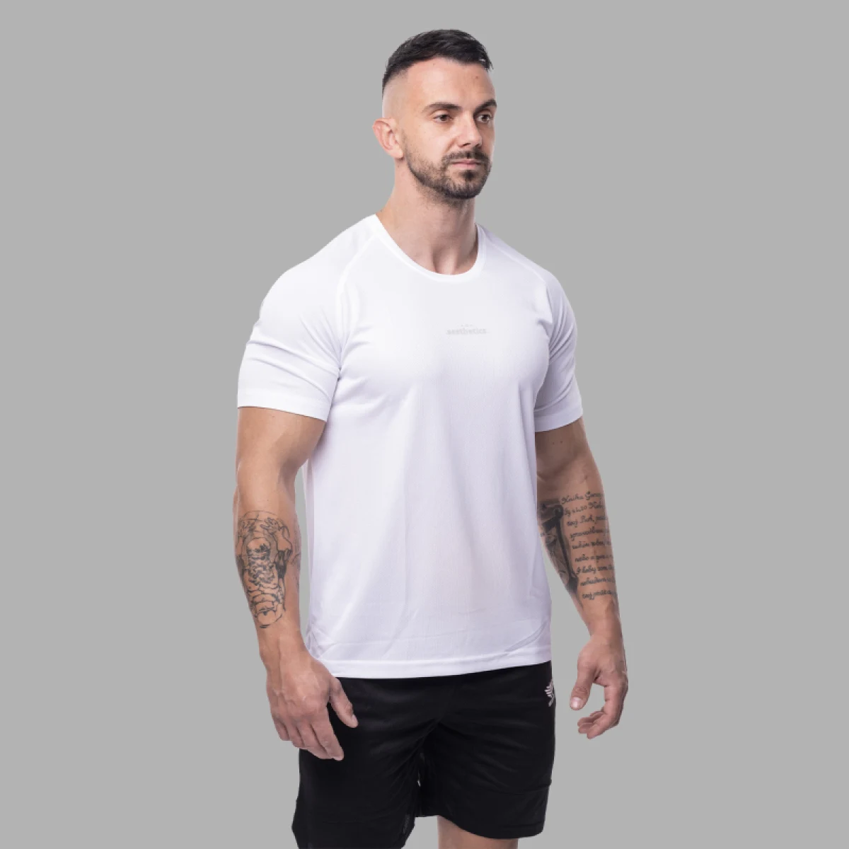 Férfi sportpóló Iron Aesthetics Training, fehér · záber 2