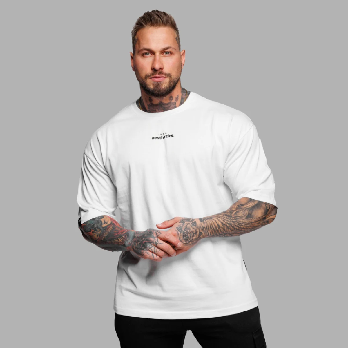 Oversize póló Iron Aesthetics Major, fehér · záber 2