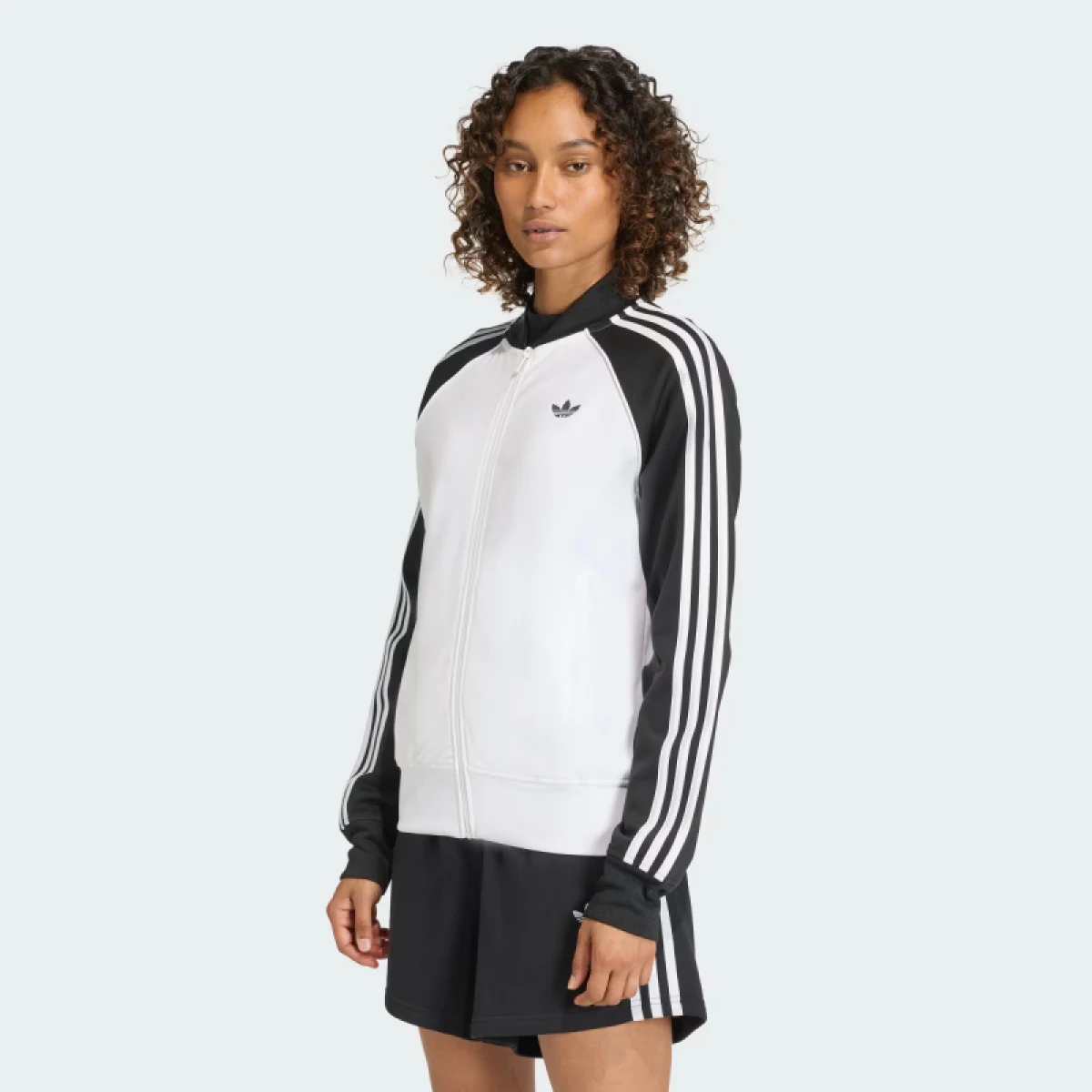 Női cipzáras pulóver ADIDAS ORIGINALS SST TT WHITE BLACK · záber 2