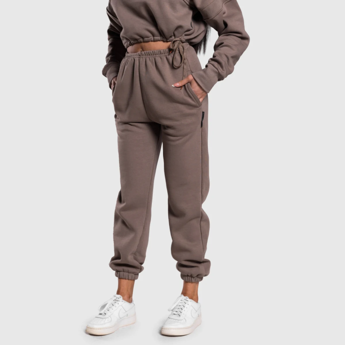 Női oversized melegítőnadrág Iron Aesthetics Simone, barna · záber 2