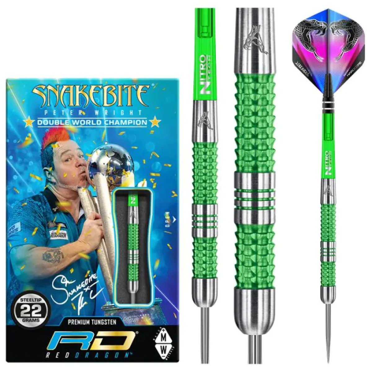 Dart szett Red Dragon steel Peter Wright Snakebite Mamba 24g, 90% gravírozott · záber 1