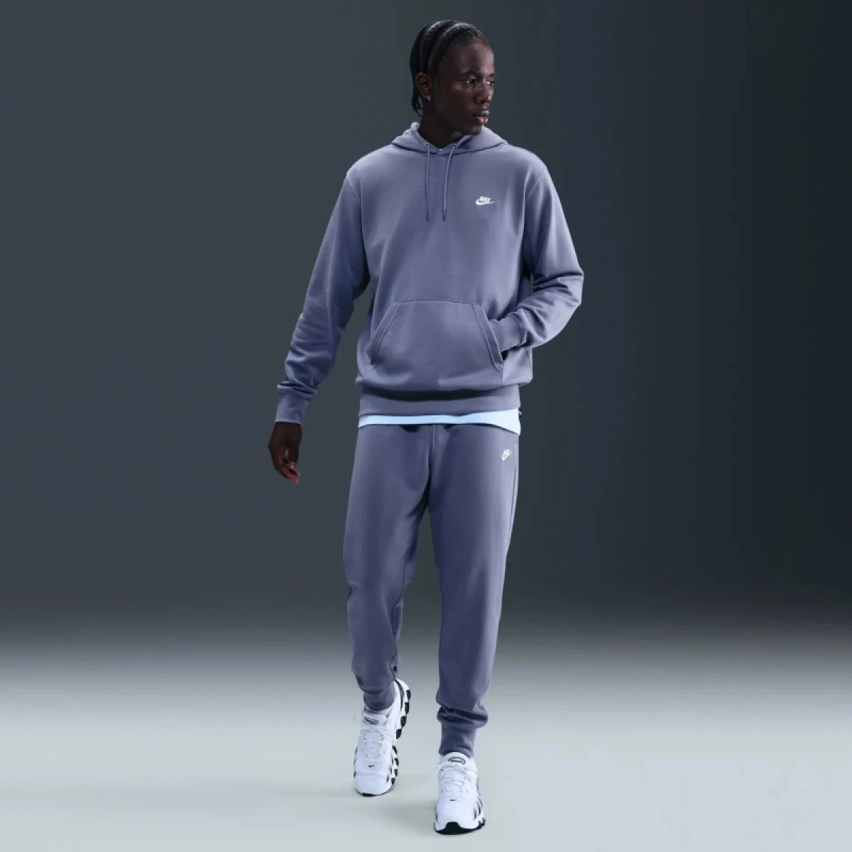 Férfi kapucnis pulóver NIKE M NK CLUB FT PO HOODIE WORLD INDIGO WORLD INDIGO WHITE · záber 5