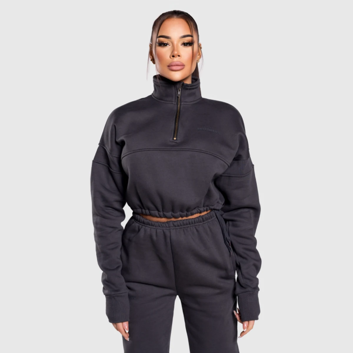 Női crop pulcsi Iron Aesthetics Simone, szürke · záber 3