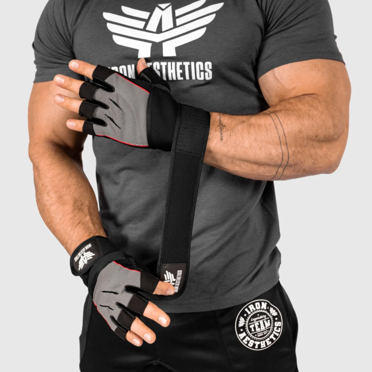 Edzőkesztyű Iron Aesthetics Leather Beast, szürke · záber 2