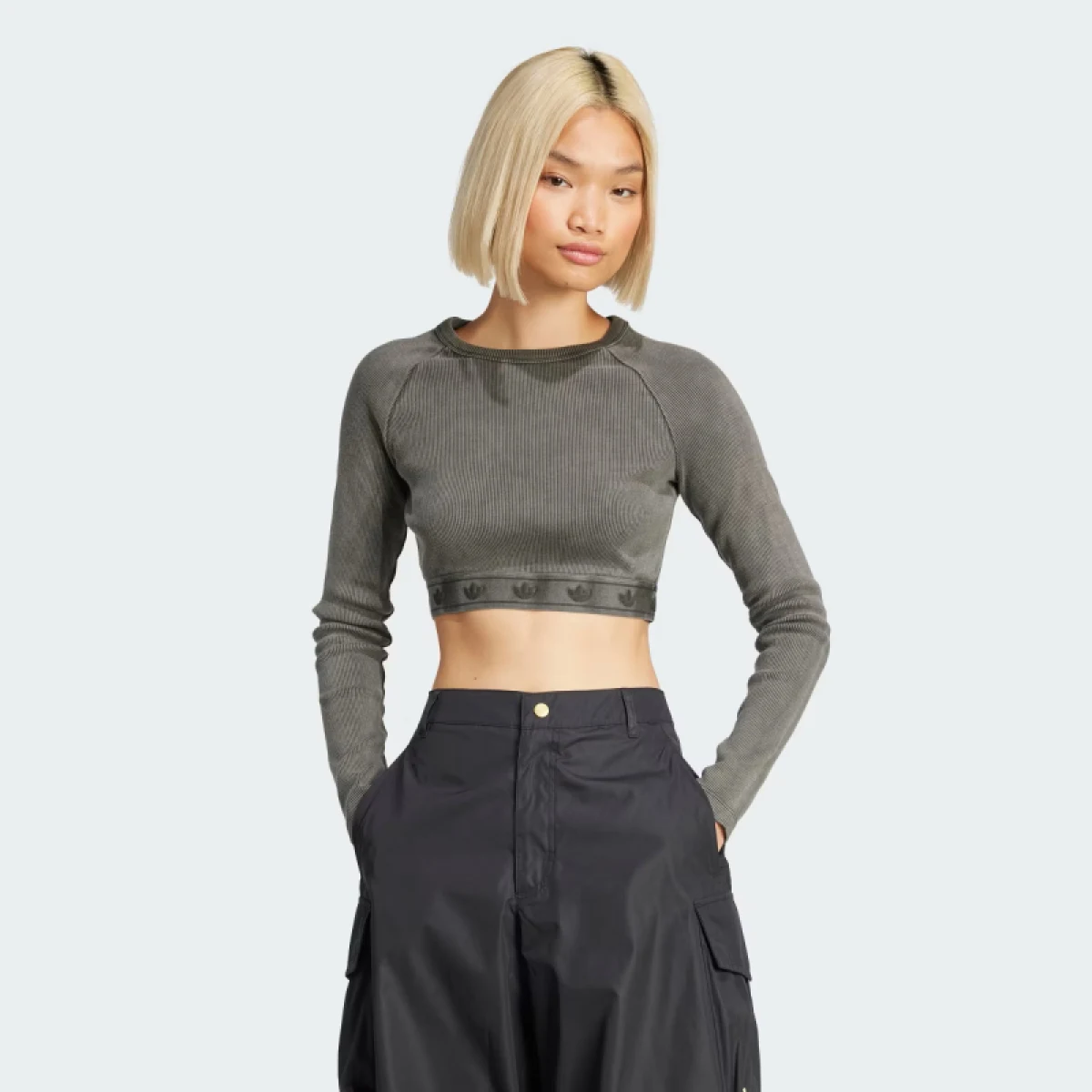 Női hosszú ujjú póló ADIDAS ORIGINALS RIB LS TOP-JD0014-Black · záber 2