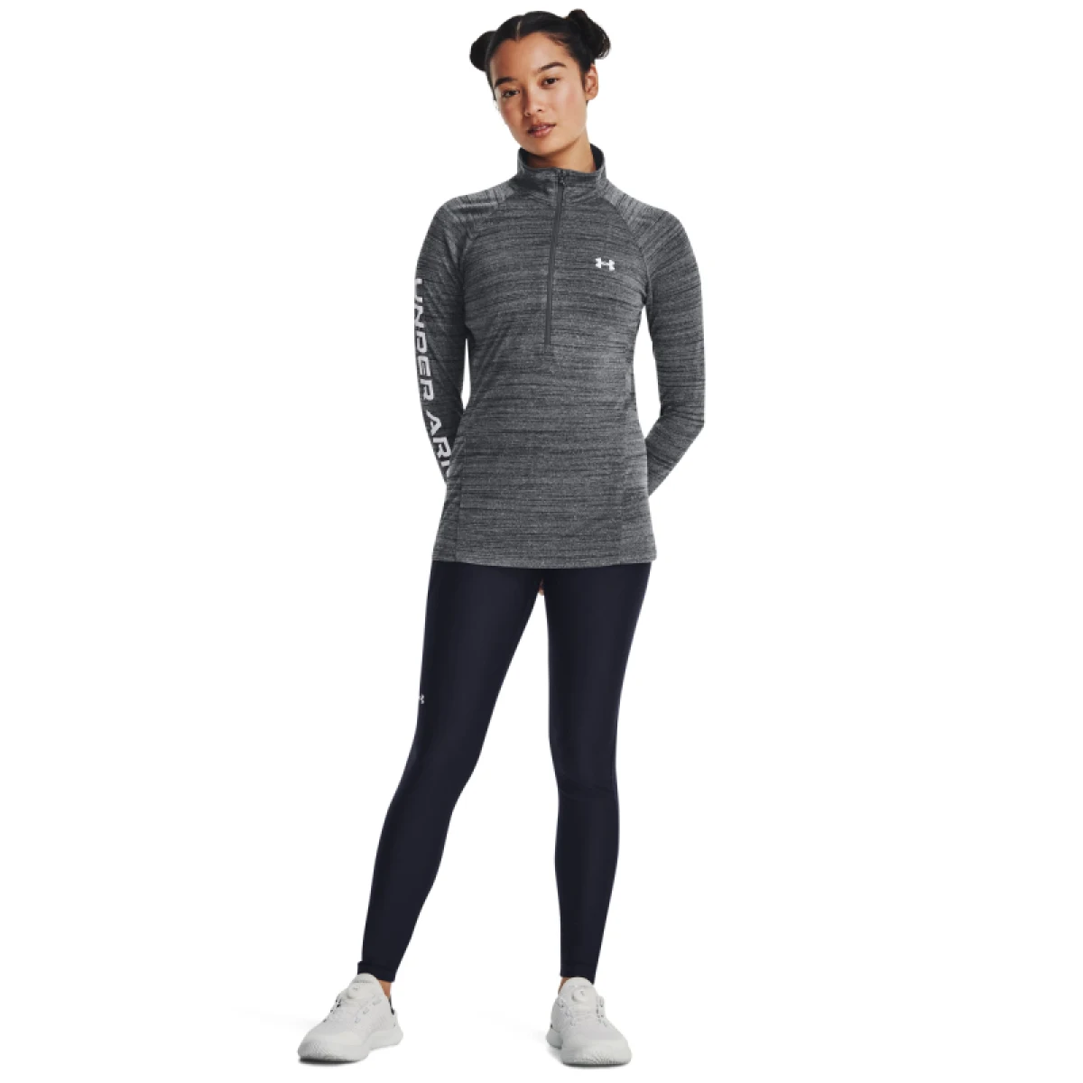 Női edzőpulóver 1 2 cipzárral UNDER ARMOUR Evolved Core Tech A1 Zip -BLK · záber 4