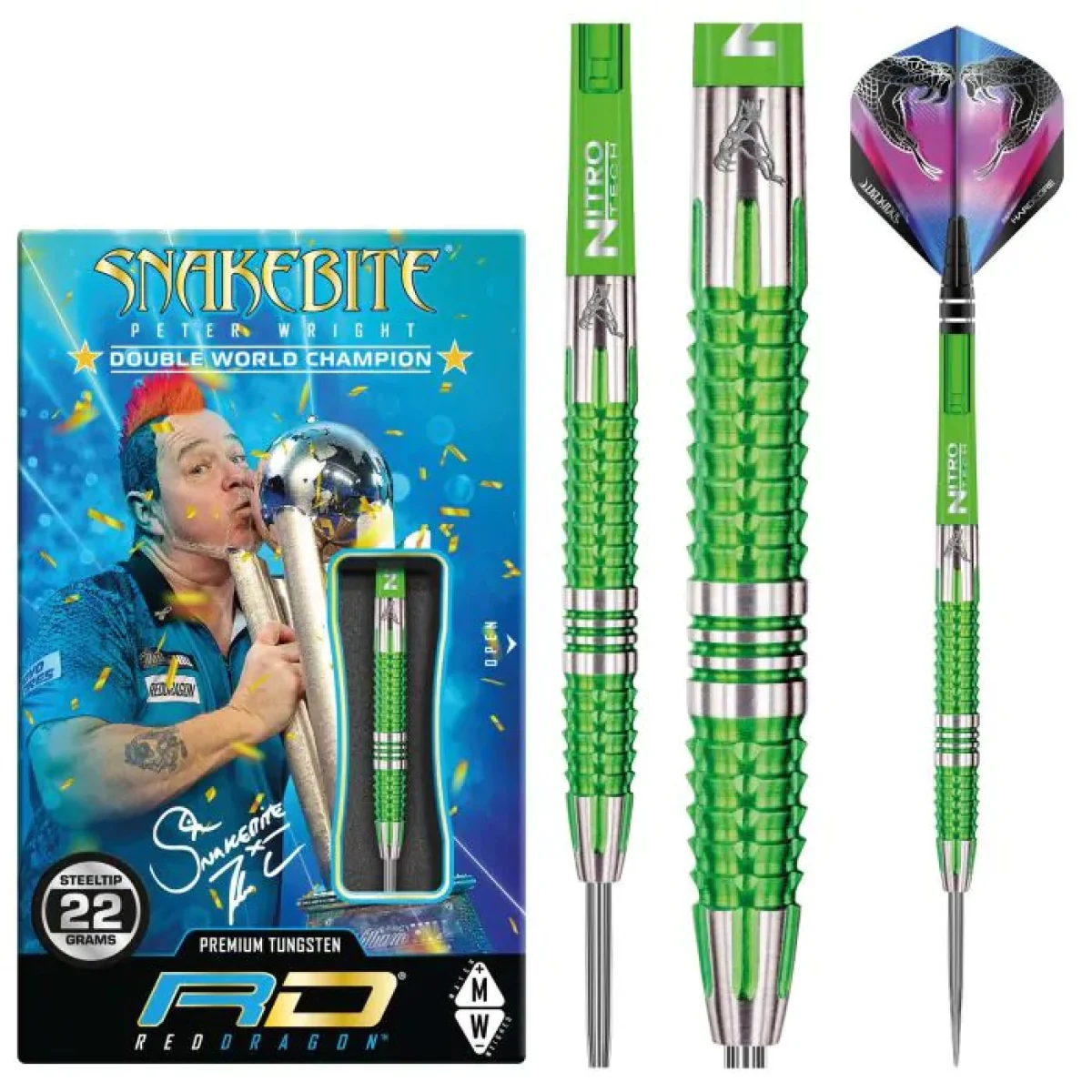 Dart szett Red Dragon steel Peter Wright Snakebite Mamba 24g, 90% gravírozott · záber 4