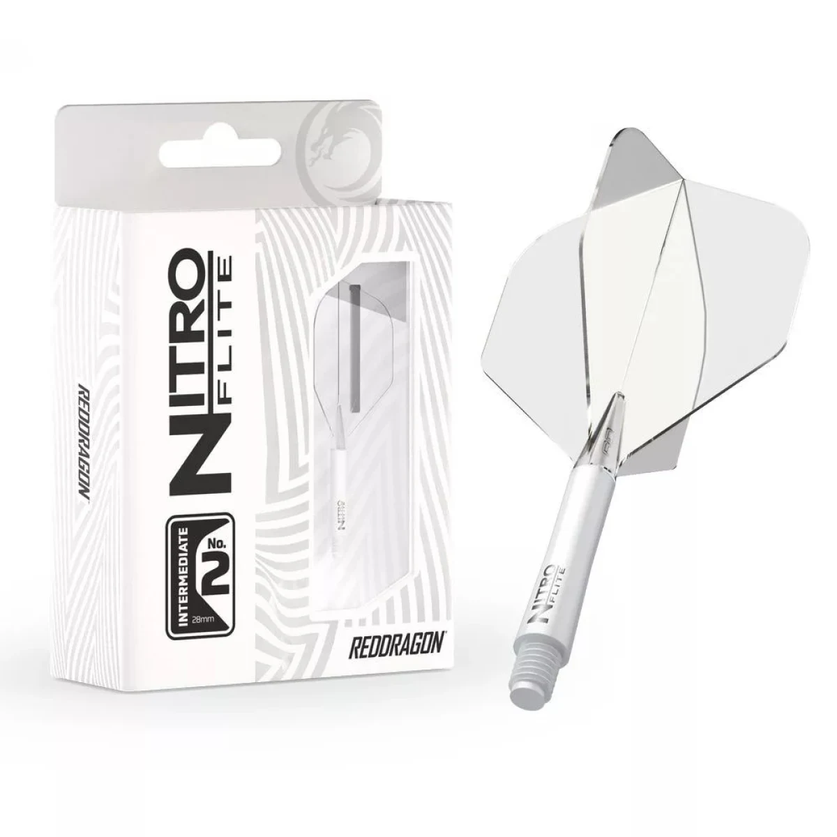 Darts toll és szár egyben Red Dragon Nitro Flite fehér-átlátszó, standard toll és közepes szár · záber 1