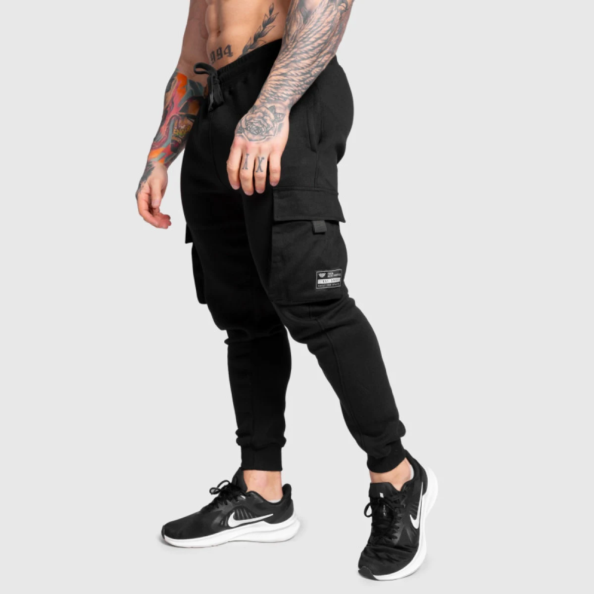 Férfi melegítőnadrág Iron Aesthetics Cargo Joggers, fekete · záber 3