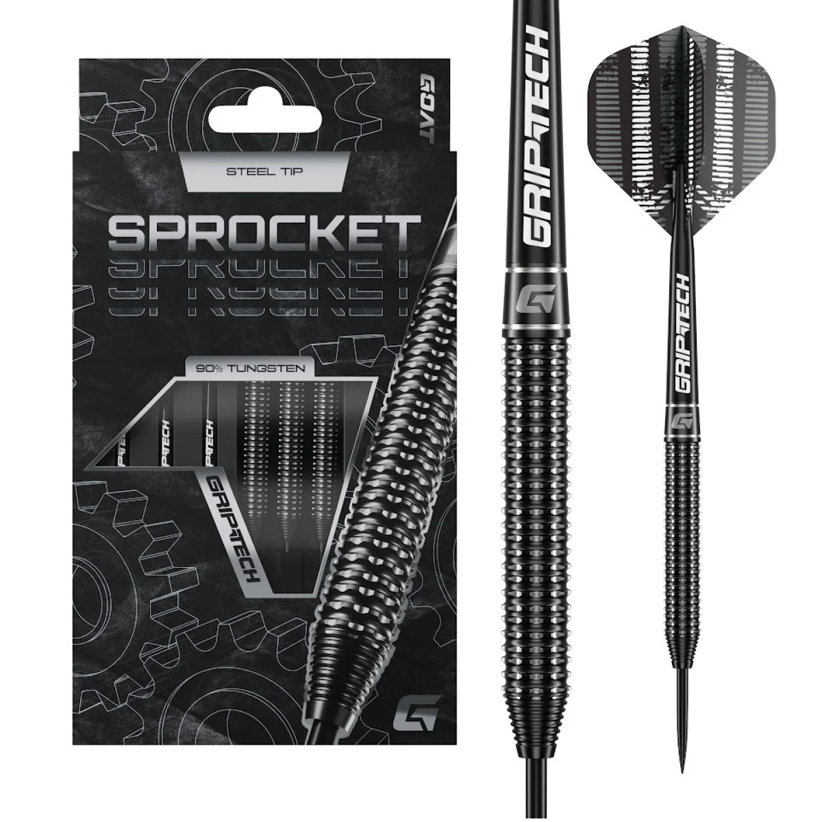 Darts szett GOAT Sprocket steel 23g 90% gravírozott · záber 1