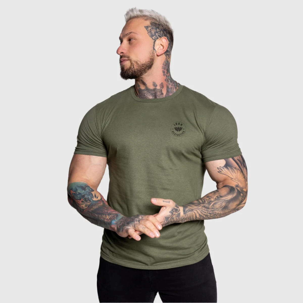 Férfi sportpóló Iron Aesthetics Circle, katonazöld · záber 3