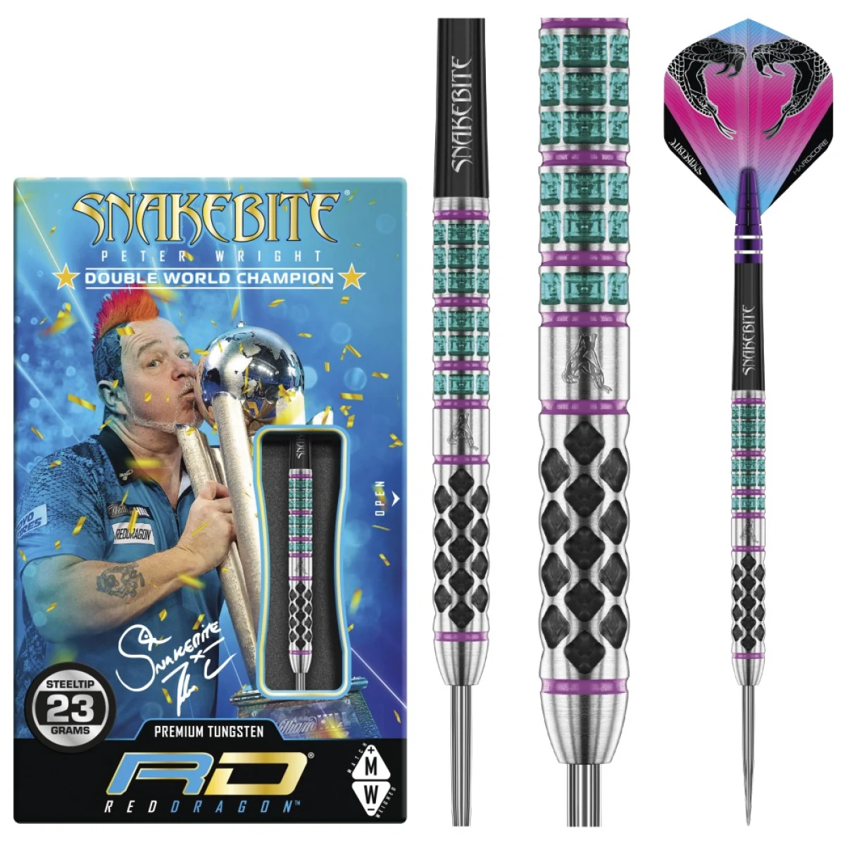 DART SZETT Red Dragon STEEL Peter Wright Supa-Venom 2022, 23g, 90% gravírozott · záber 7