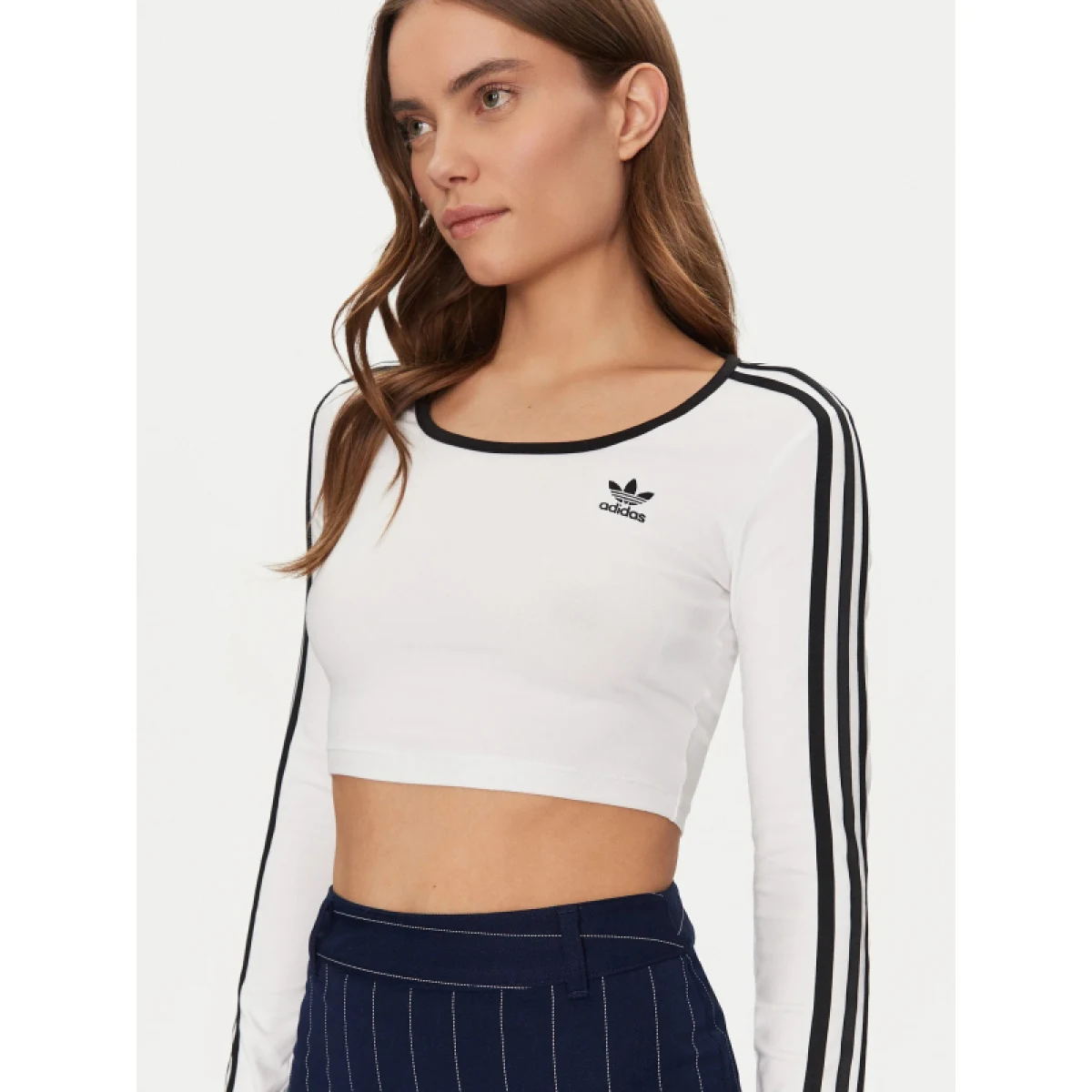 Női hosszú ujjú póló ADIDAS ORIGINALS 3S LS CROP-BLACK · záber 5