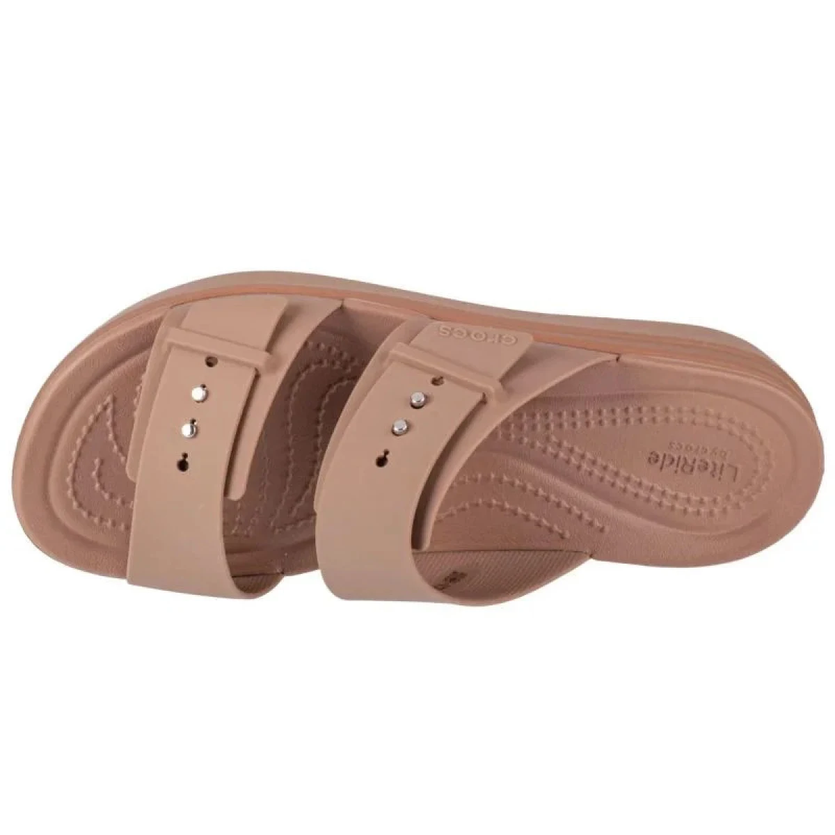 Női platformos szandálok (divatos lábbeli) CROCS Brooklyn Buckle Low Wedge W latte · záber 3