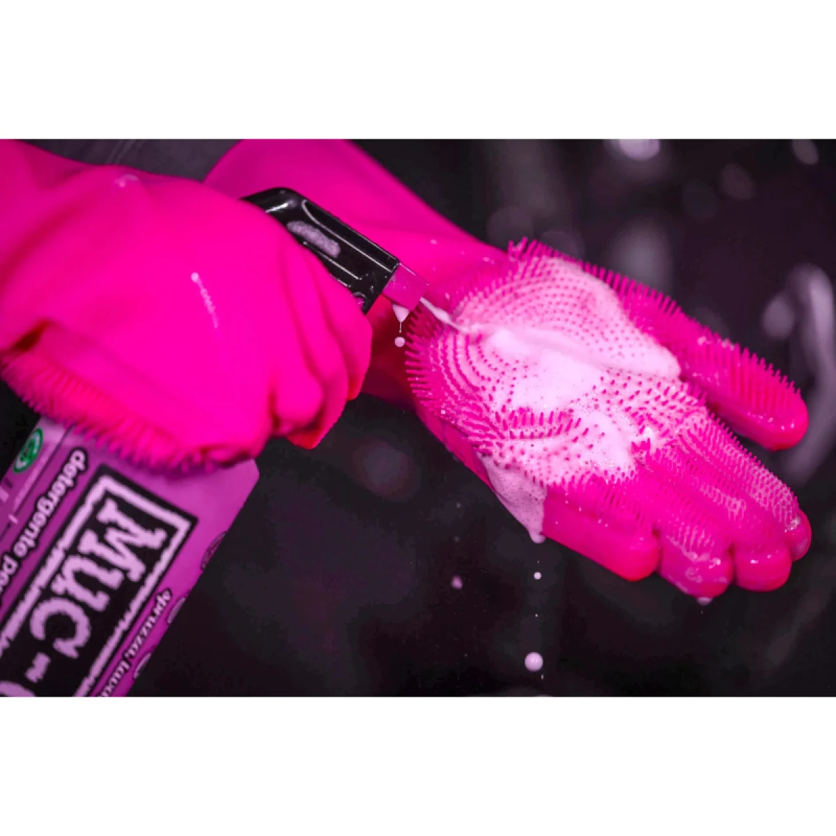 Bicikli karbantartó eszköz MUC-OFF Deep Scruber Gloves Pink L · záber 2