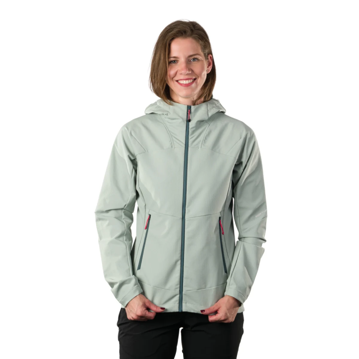 Női túrázó Softshell kabát kapucnival NORTHFINDER DESTINEY-333lightgreen · záber 2
