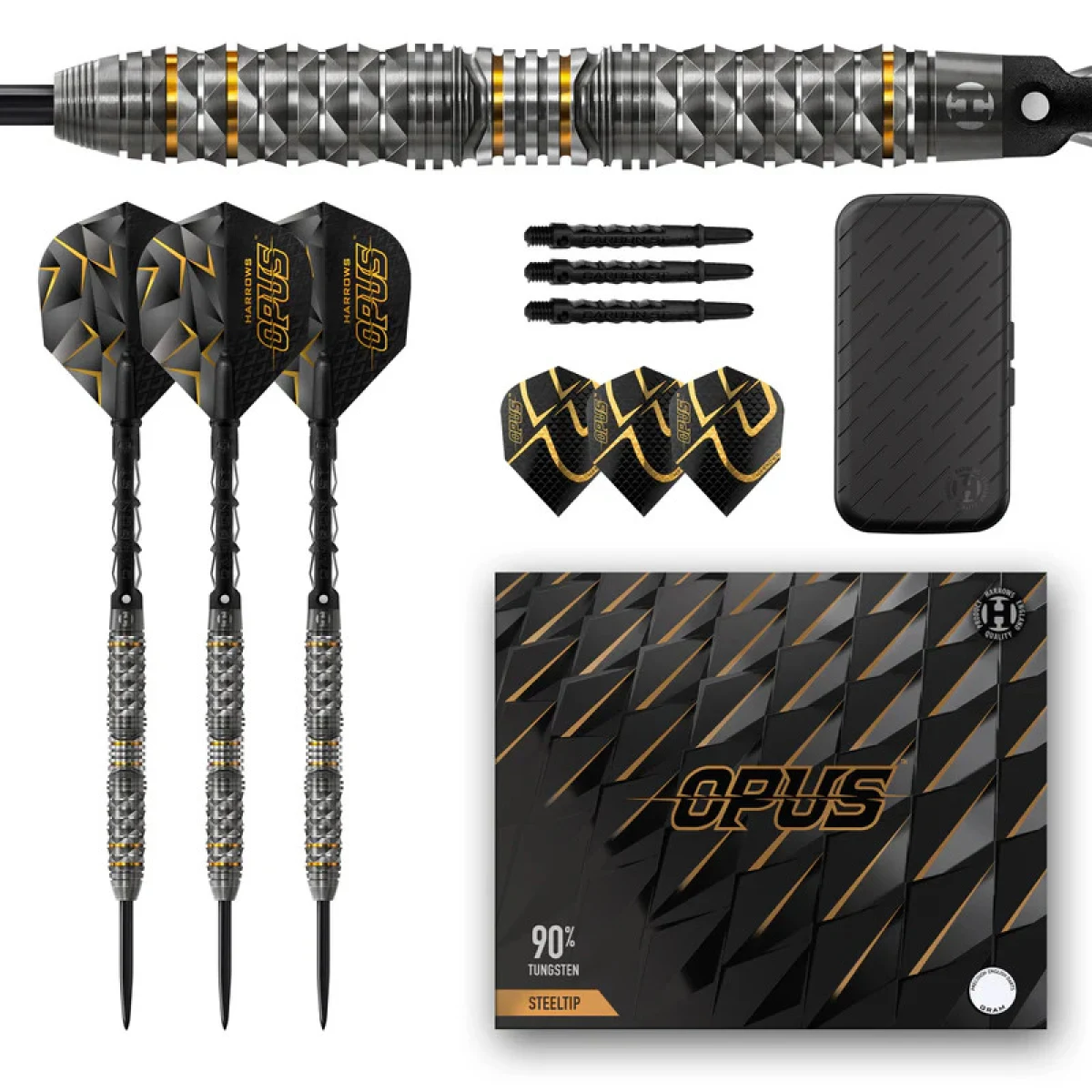 Dart szett steel Harrows Opus 25g, 90% wolfram gravírozott · záber 1