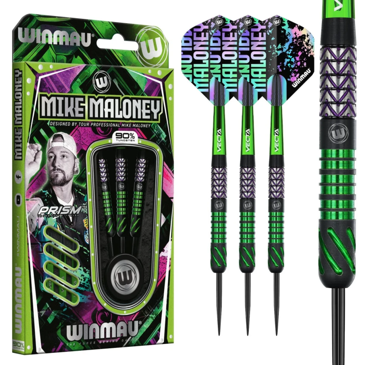 dart szett steel Winmau Mike Maloney 22g, 90% gravírozott · záber 1