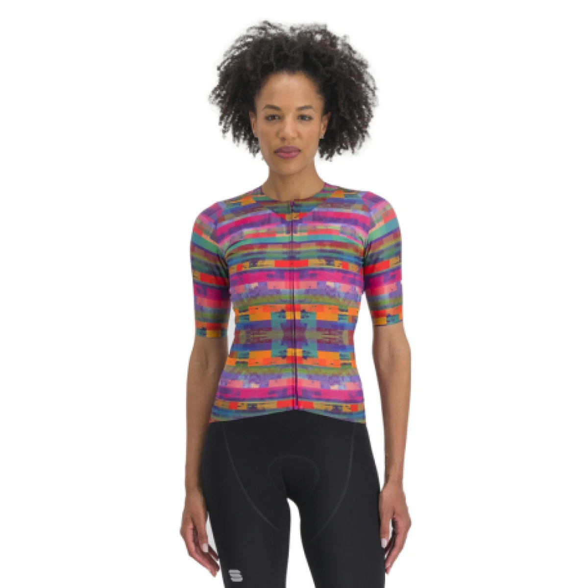 Női rövid ujjú kerékpáros mez SPORTFUL Glitch w bomber jersey, multicolor black · záber 1