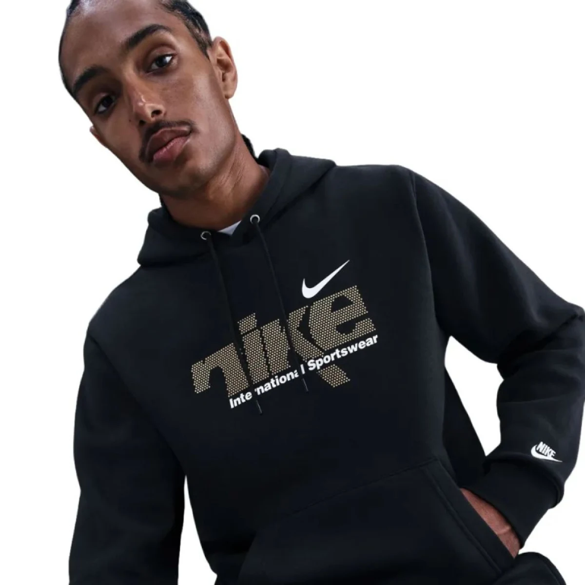 Férfi kapucnis pulóver NIKE M NK CLUB BB PO HDY SWSH SPORT BLACK METALLIC GOLD · záber 2