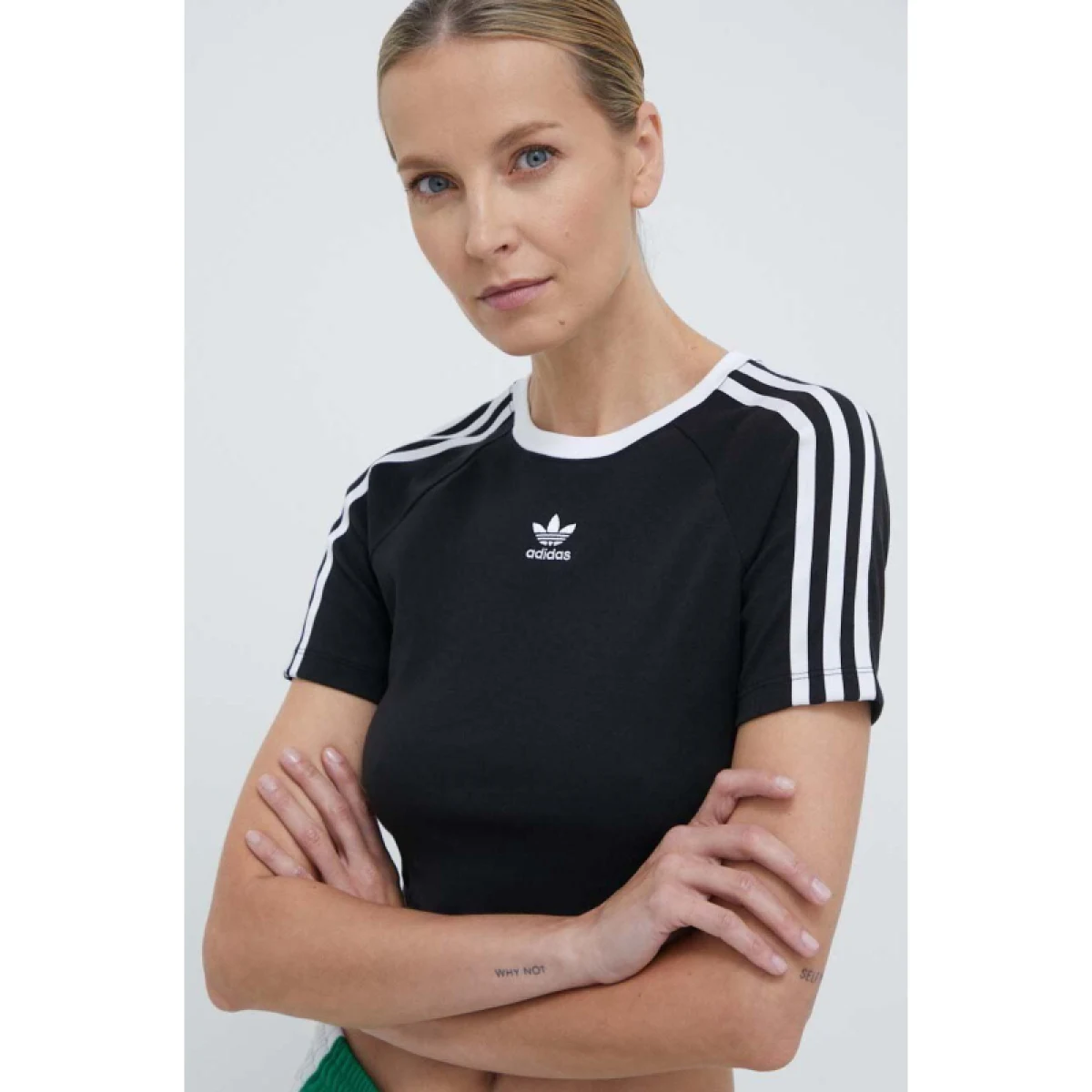 Női rövid ujjú póló ADIDAS ORIGINALS 3 S BABY TEE-BLACK · záber 12