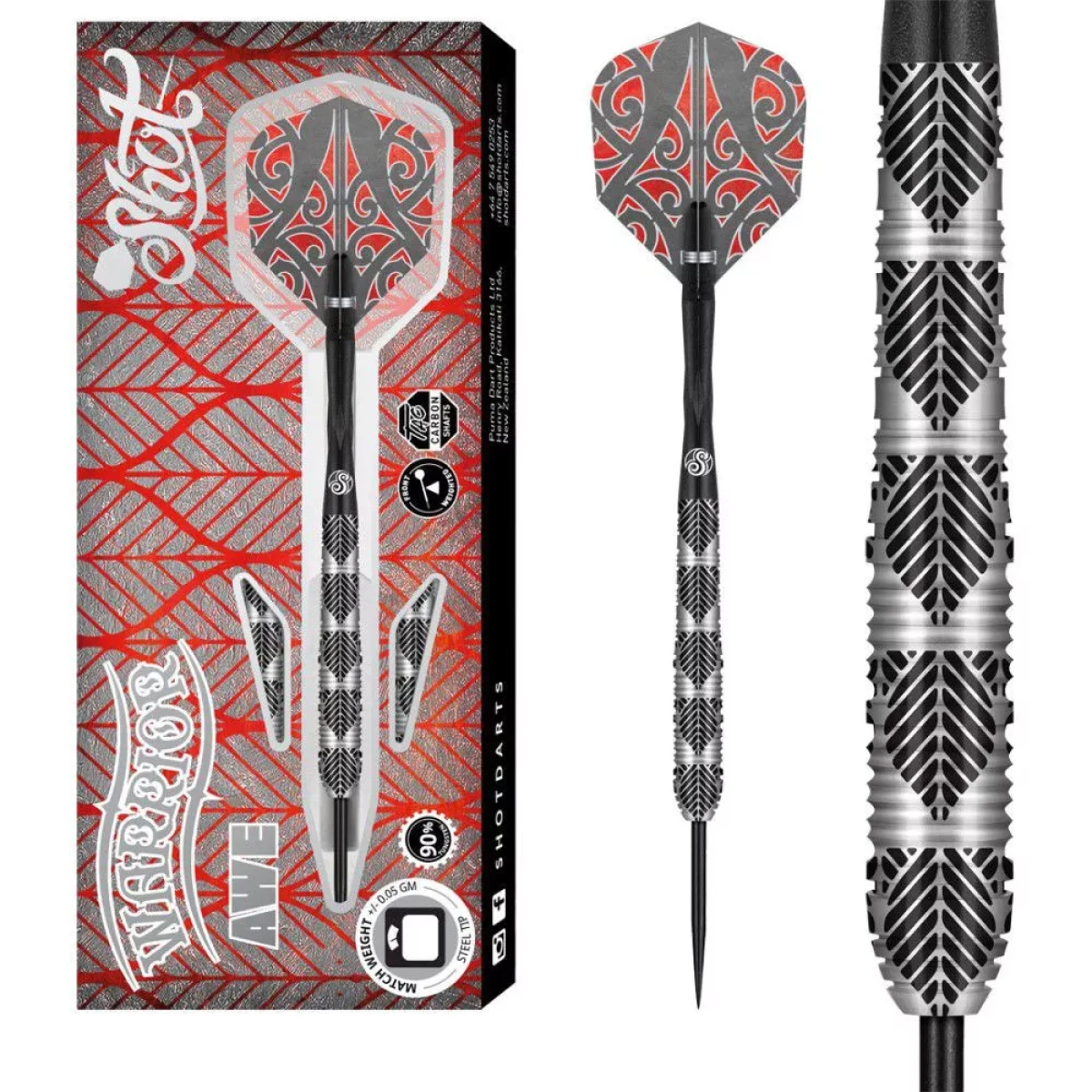 darts szett Shot steel, Warrior Awe 23g, 90% gravírozott · záber 1