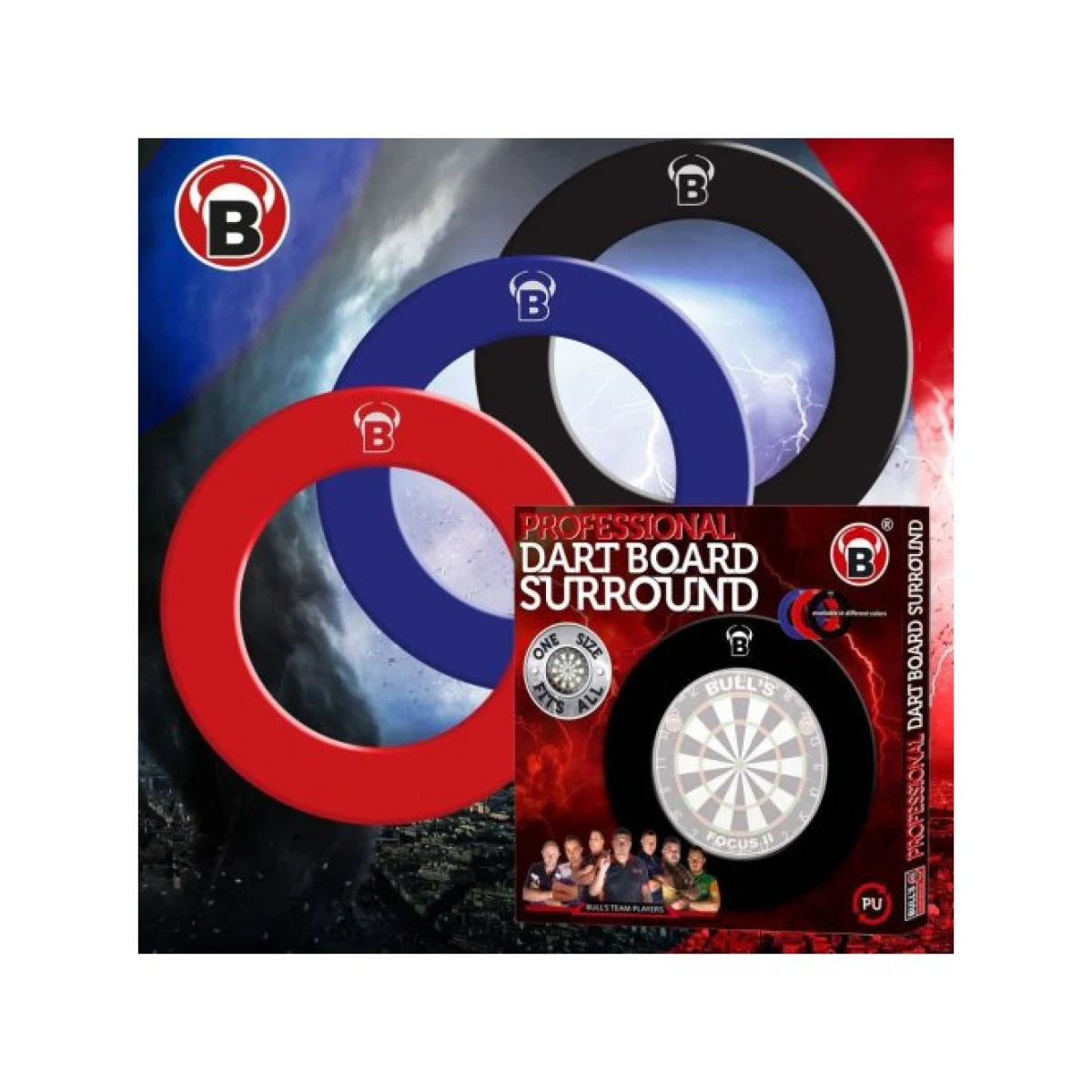 Bull's Pro Dart V2 darts falvédő piros színben (nagyobb anyagsűrűség, hátul merevített kialakítás) · záber 2