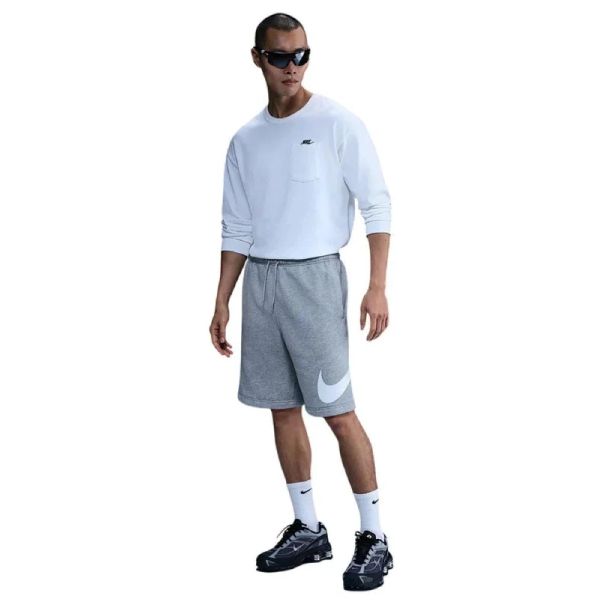 Férfi melegítőnadrág rövidnadrág NIKE M NK CLUB BB SHORT GX DK GREY HEATHER LT SMOKE GREY WHITE · záber 2