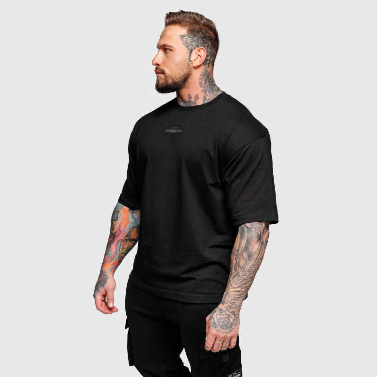 Oversize póló Iron Aesthetics Major, fekete · záber 5
