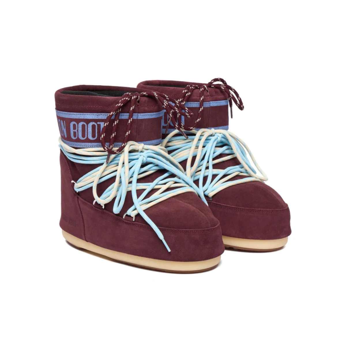 Alacsony téli cipők MOON BOOT MB ICON LOW SUEDE LACES-D013 BURGUNDY · záber 2