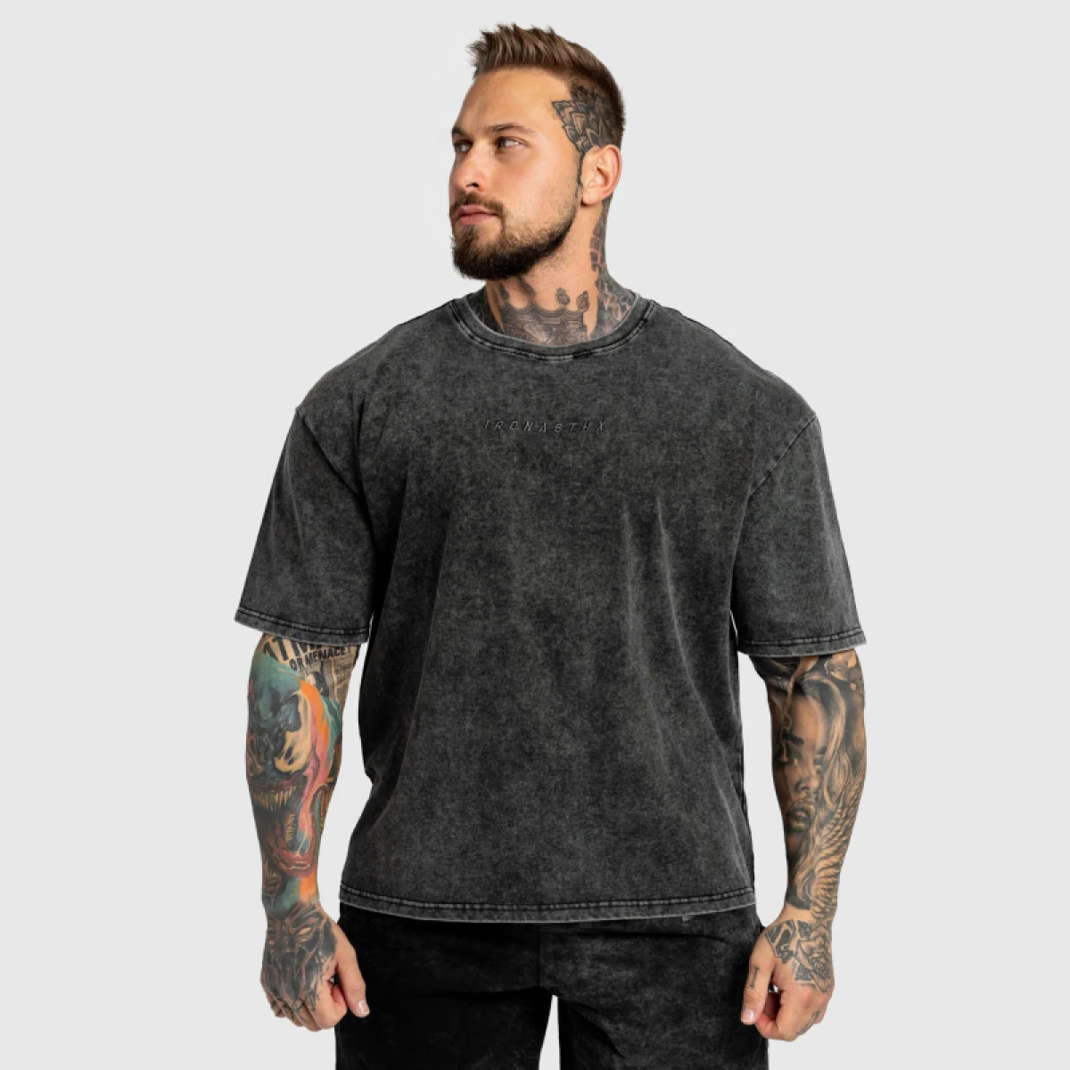 Oversized póló Iron Aesthetics Heritage, washed brown · záber 11