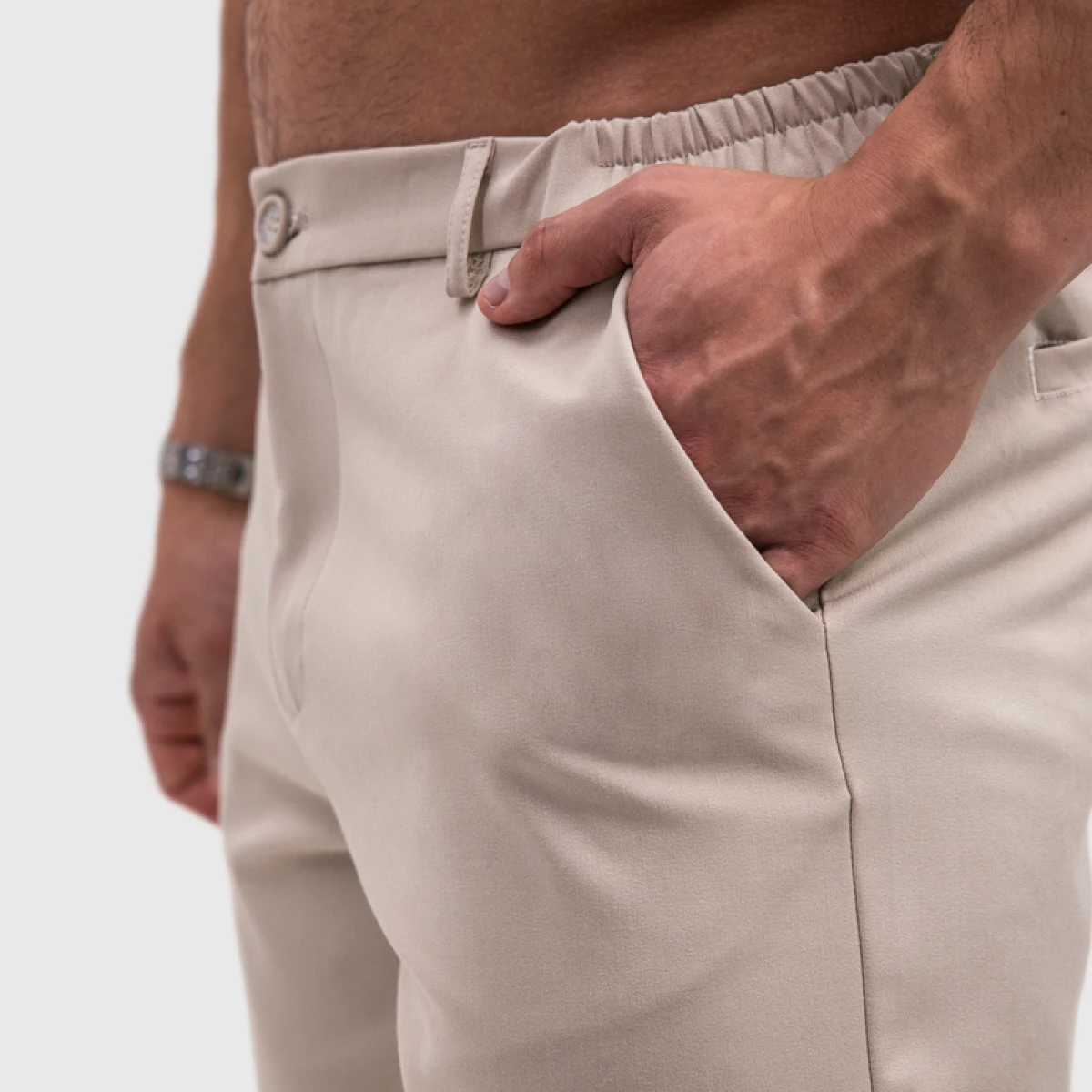 Férfi rövidnadrág Iron Aesthetics Chino Flex, bézs · záber 3