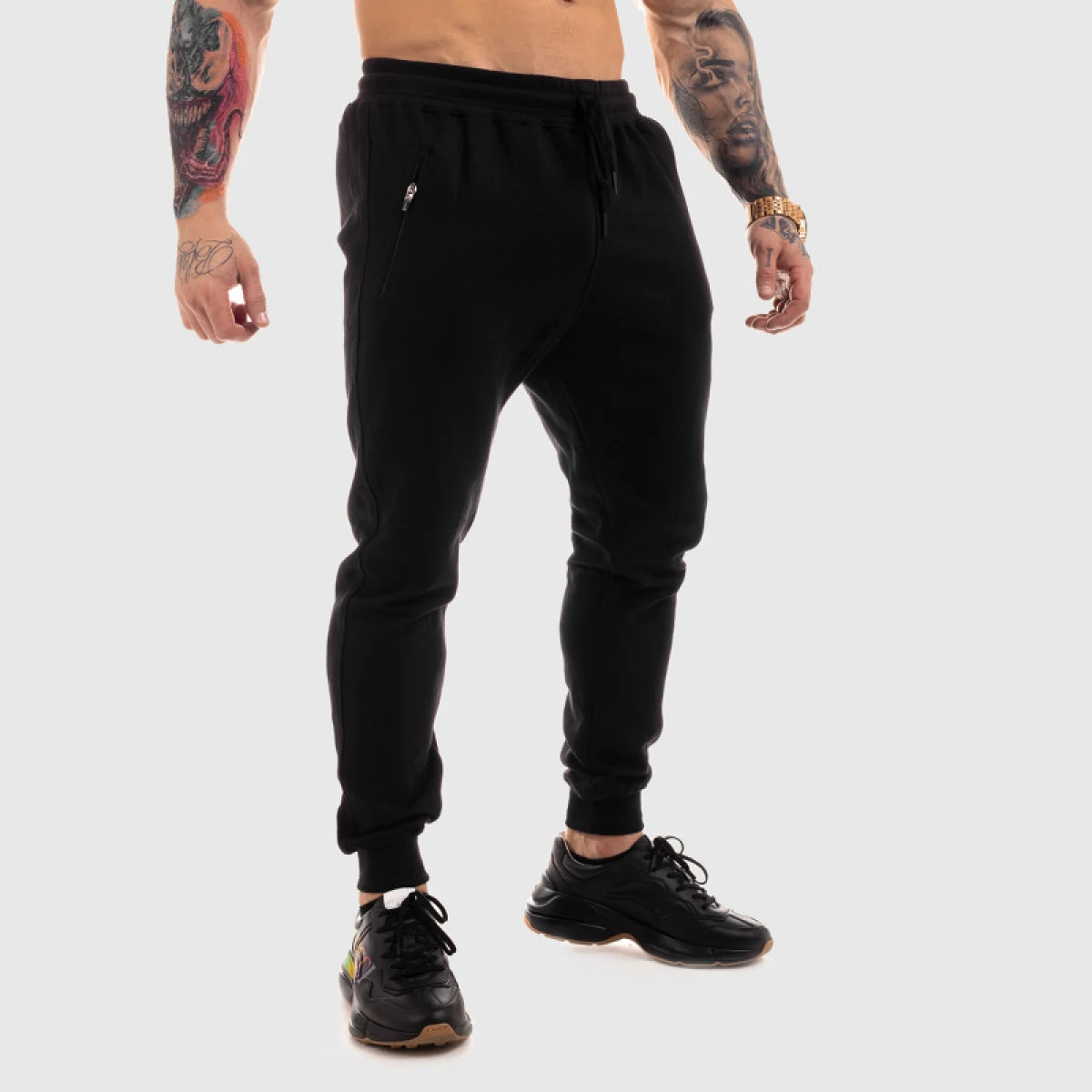 Jogger melegítőnadrág Iron Aesthetics Round, fekete · záber 3