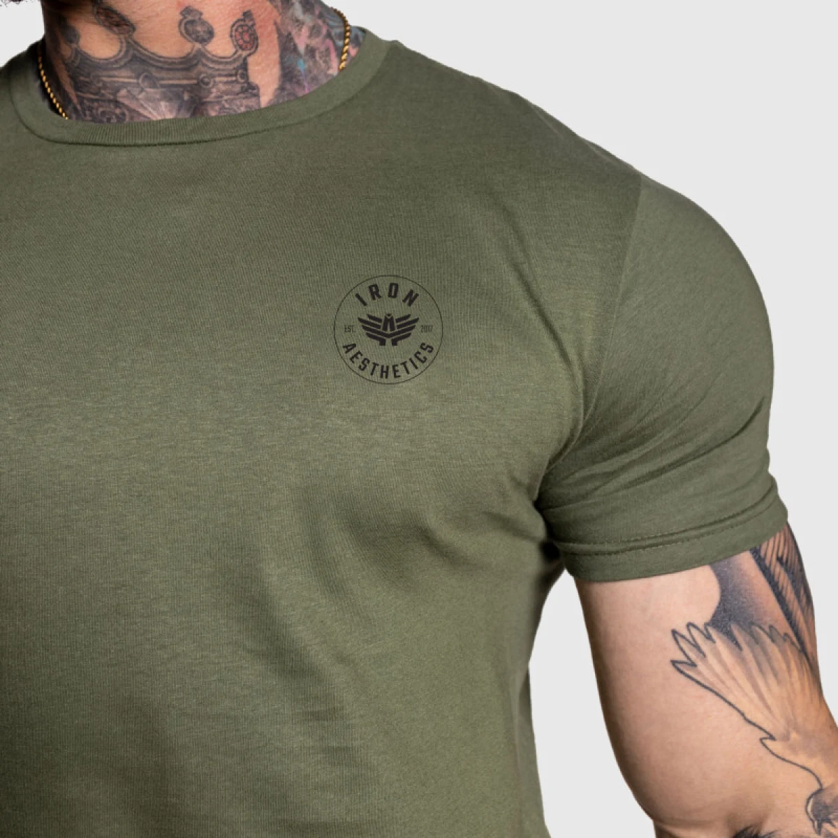 Férfi sportpóló Iron Aesthetics Circle, katonazöld · záber 2