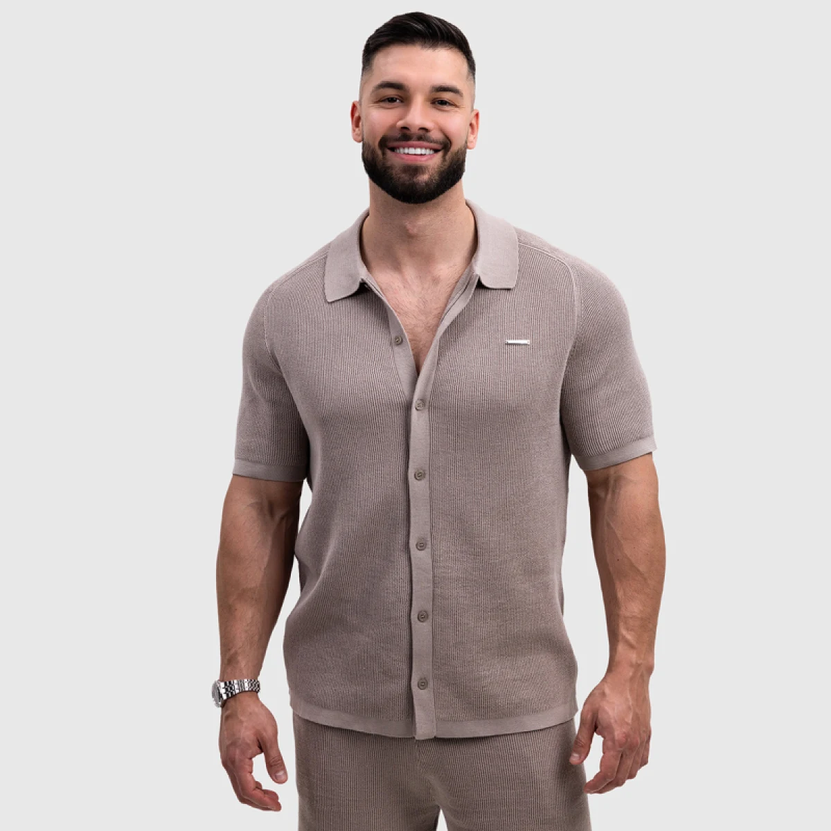 Férfi kötött szett Iron Aesthetics Vibe, bézs · záber 3