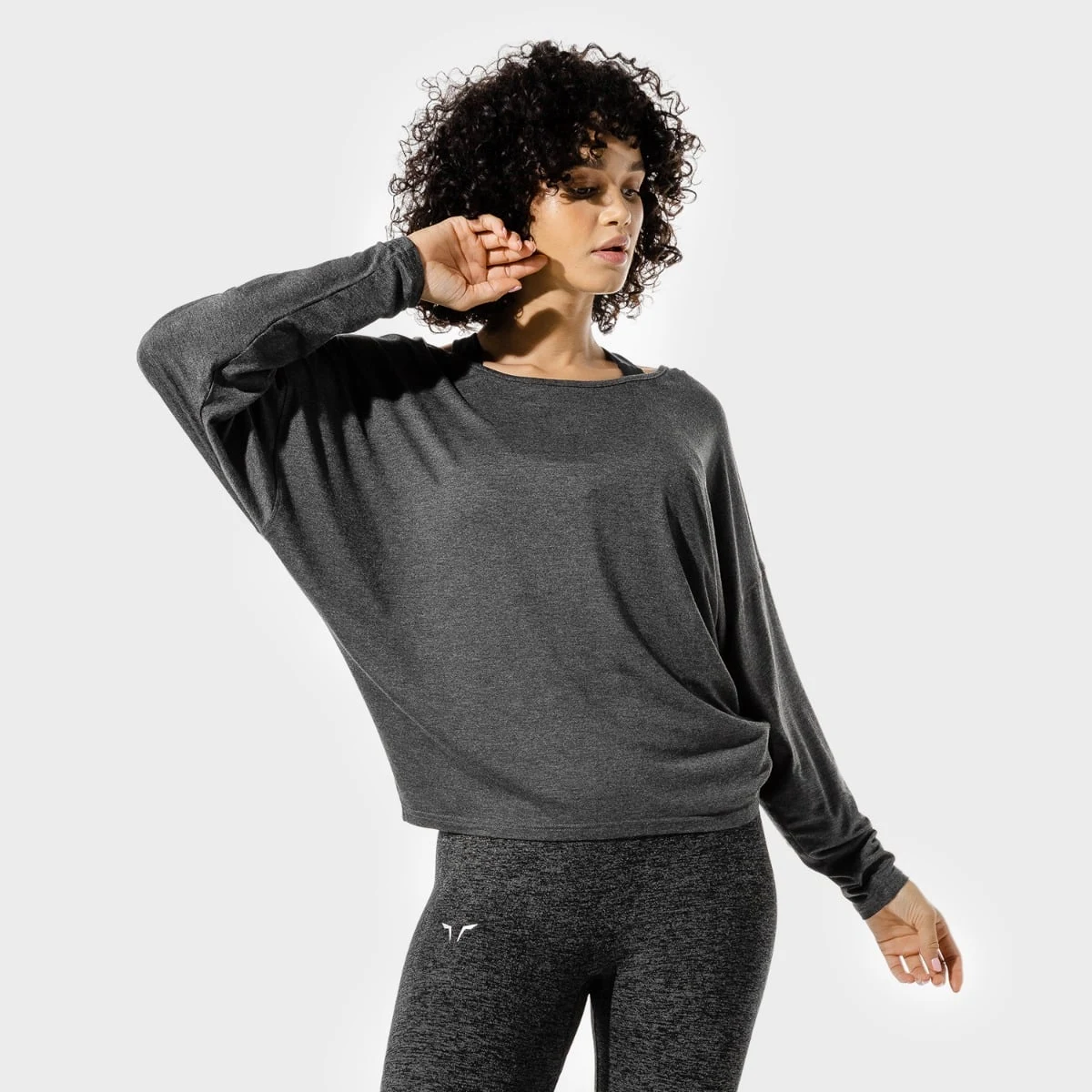 SQUATWOLF Women‘s T-shirt Batwing Top Black Marl · záber 1