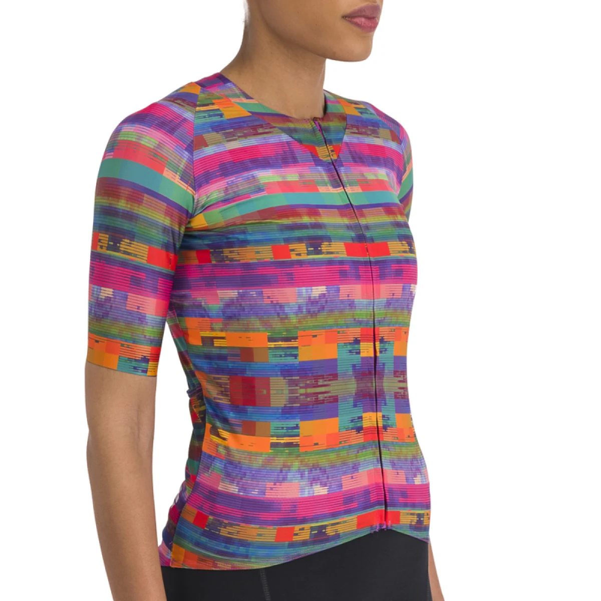 Női rövid ujjú kerékpáros mez SPORTFUL Glitch w bomber jersey, multicolor black · záber 2