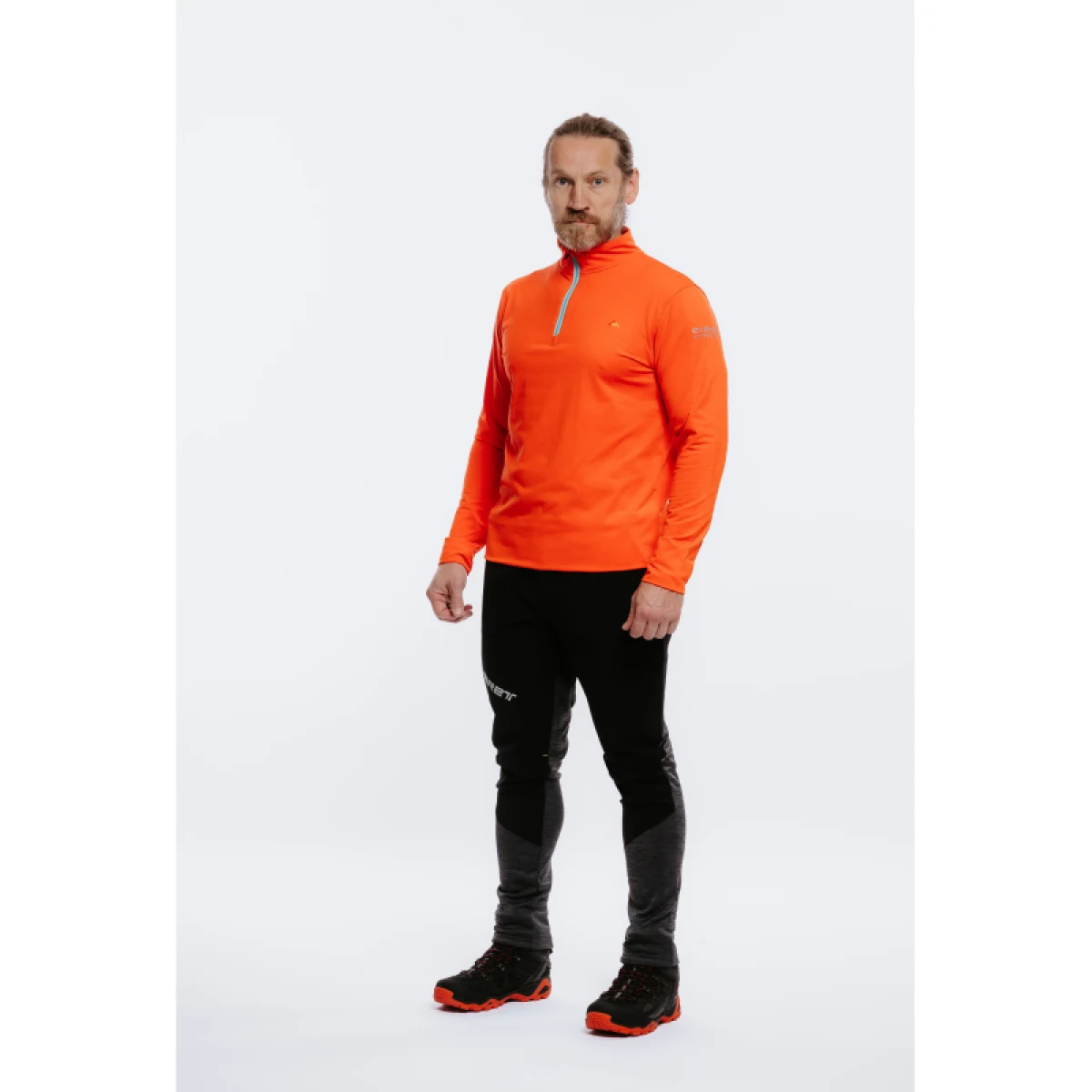 Férfi túrázó póló hosszú ujjú EVERETT TEECO ZIP red melange · záber 3