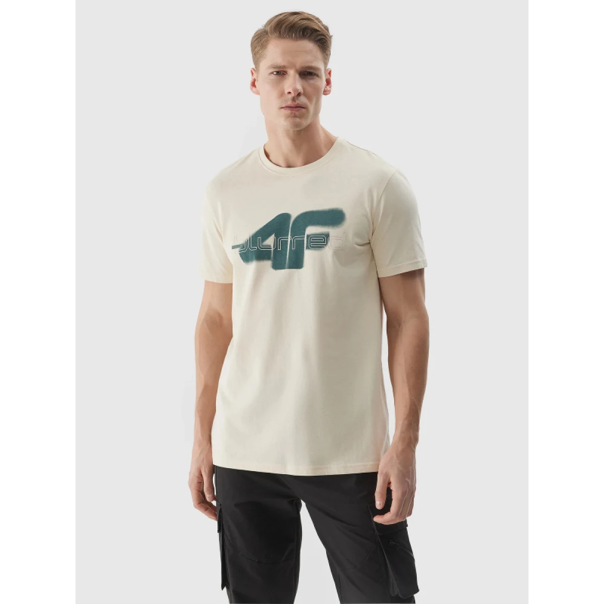 Férfi rövid ujjú póló 4F TSHIRT-WSS24TTSHM1317-12S-CREME · záber 2