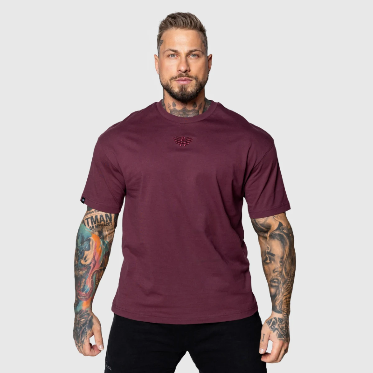 Oversized póló Iron Aesthetics 3D, bordó · záber 1