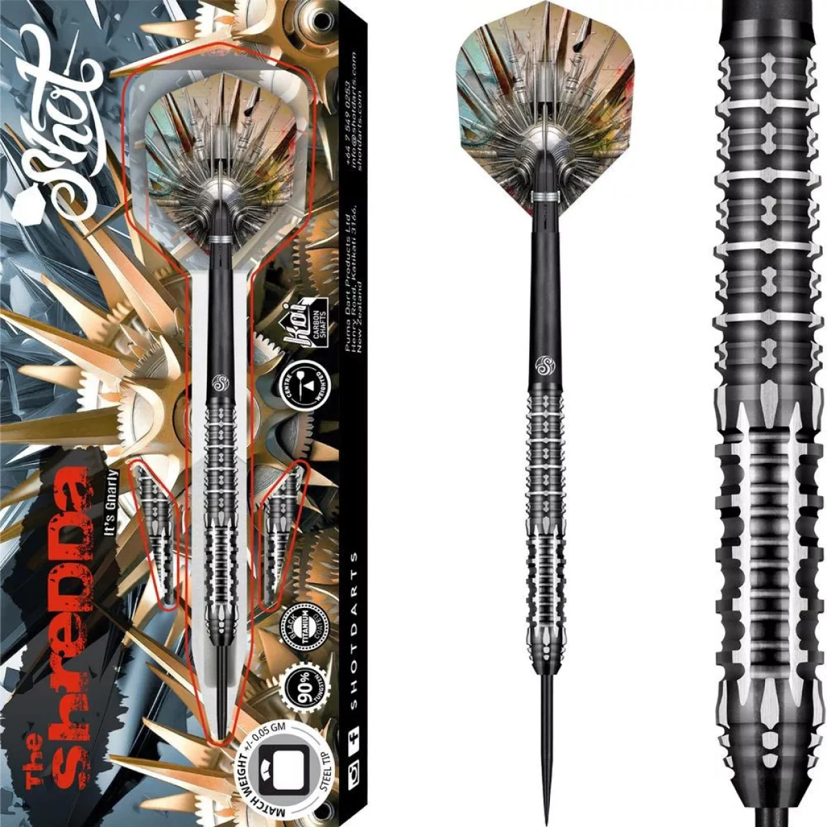 Darts szett steel, Shot Gnarly Shredda 24g, 90% · záber 1