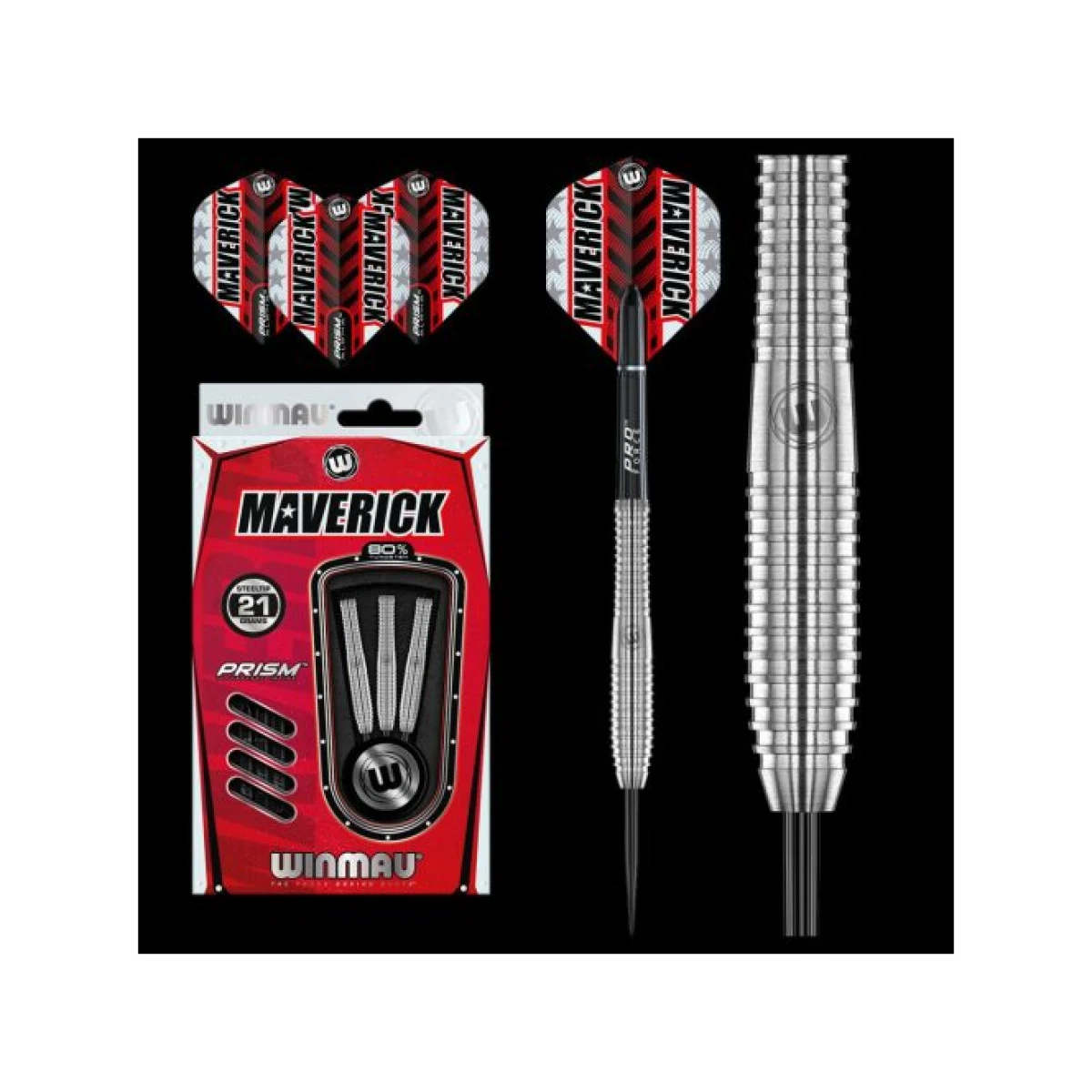DART SZETT WINMAU STEEL MAVERICK 22G, 80% WOLFRAM gravírozott · záber 2