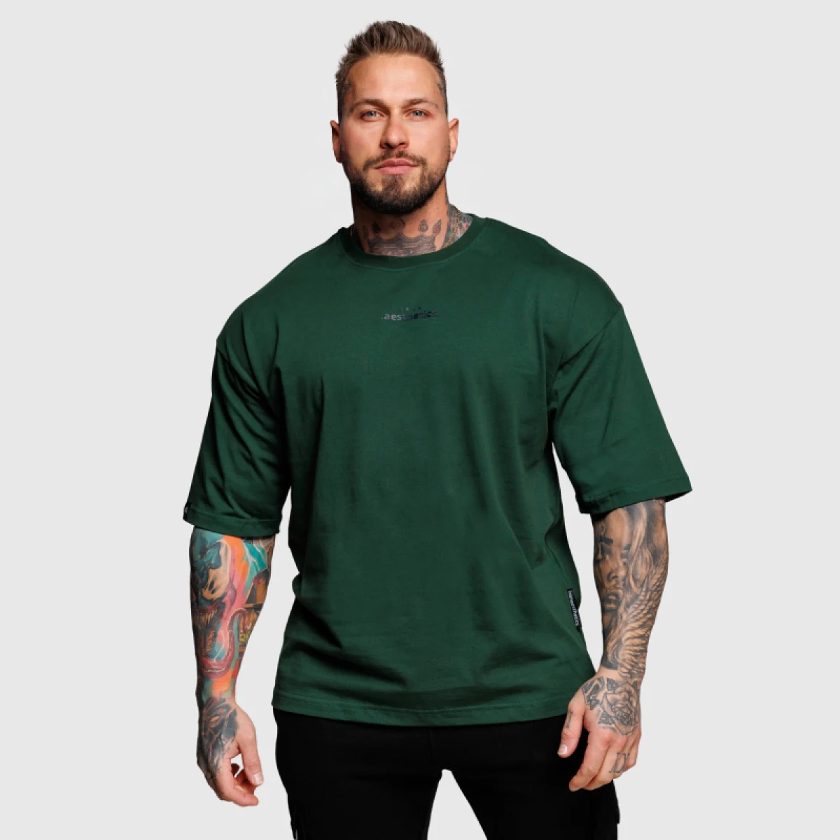 Oversize póló Iron Aesthetics Major, zöld · záber 1