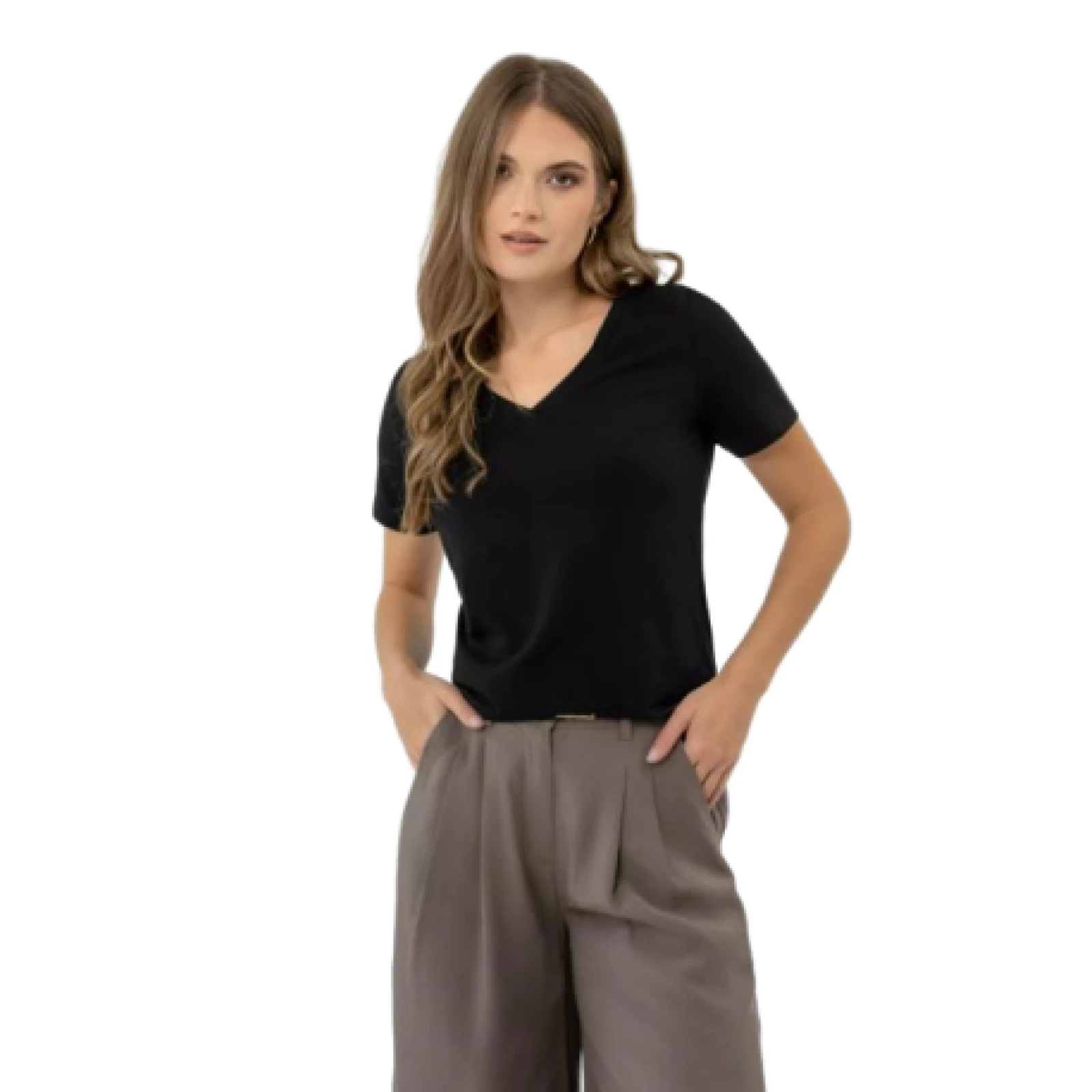 Női rövid ujjú V-nyakú póló VOLCANO T-LEA-BLACK · záber 10