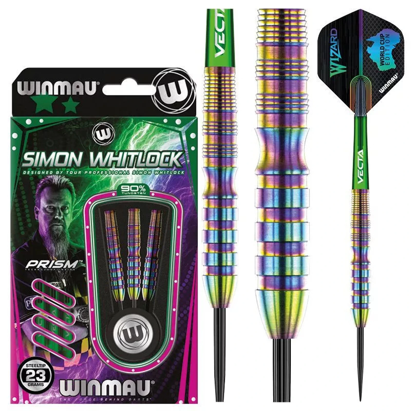 Dart szett Winmau steel Simon Whitlock World Cup Rainbow SE 23g, 90% · záber 4