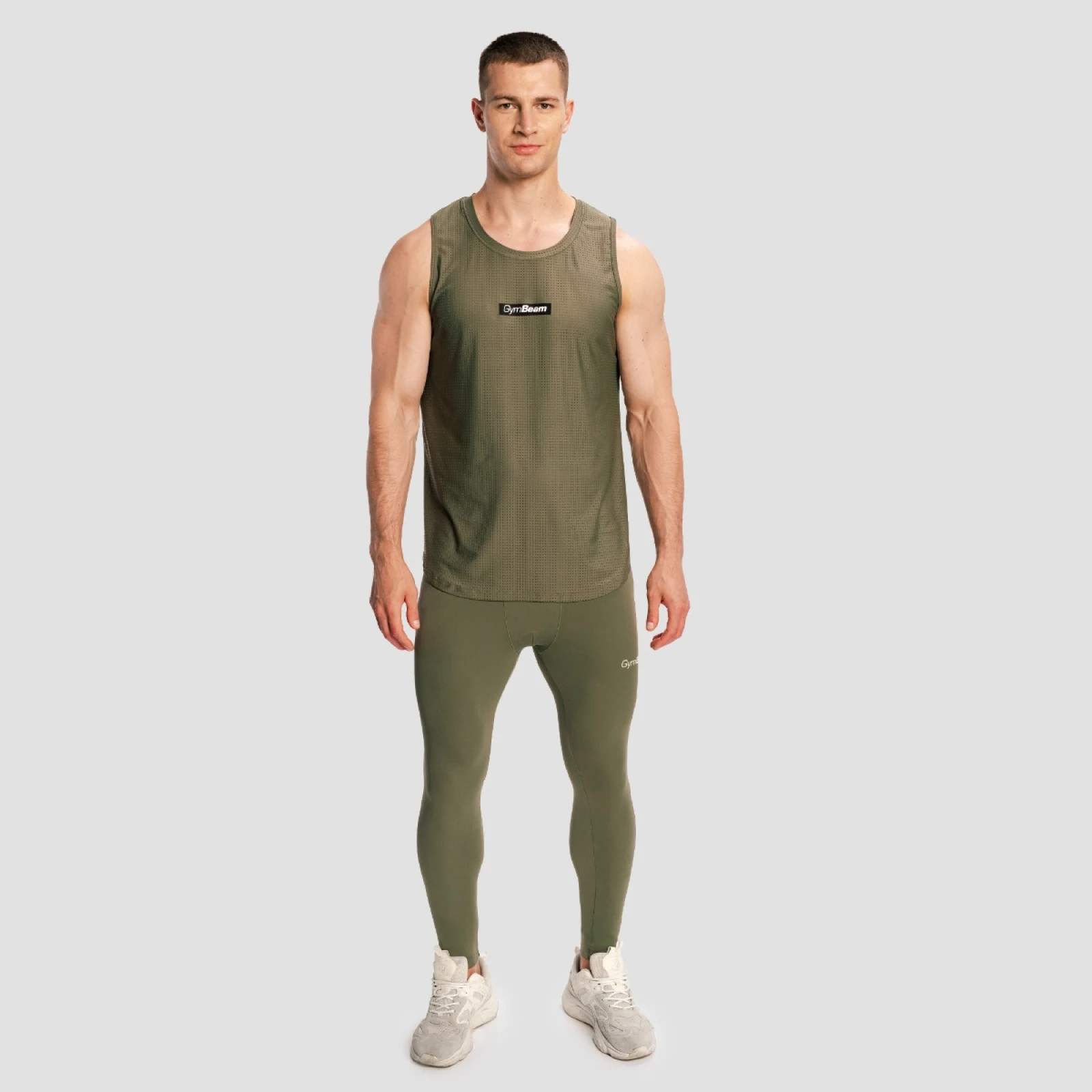 GymBeam Combat férfi leggings Olive Grey · záber 4