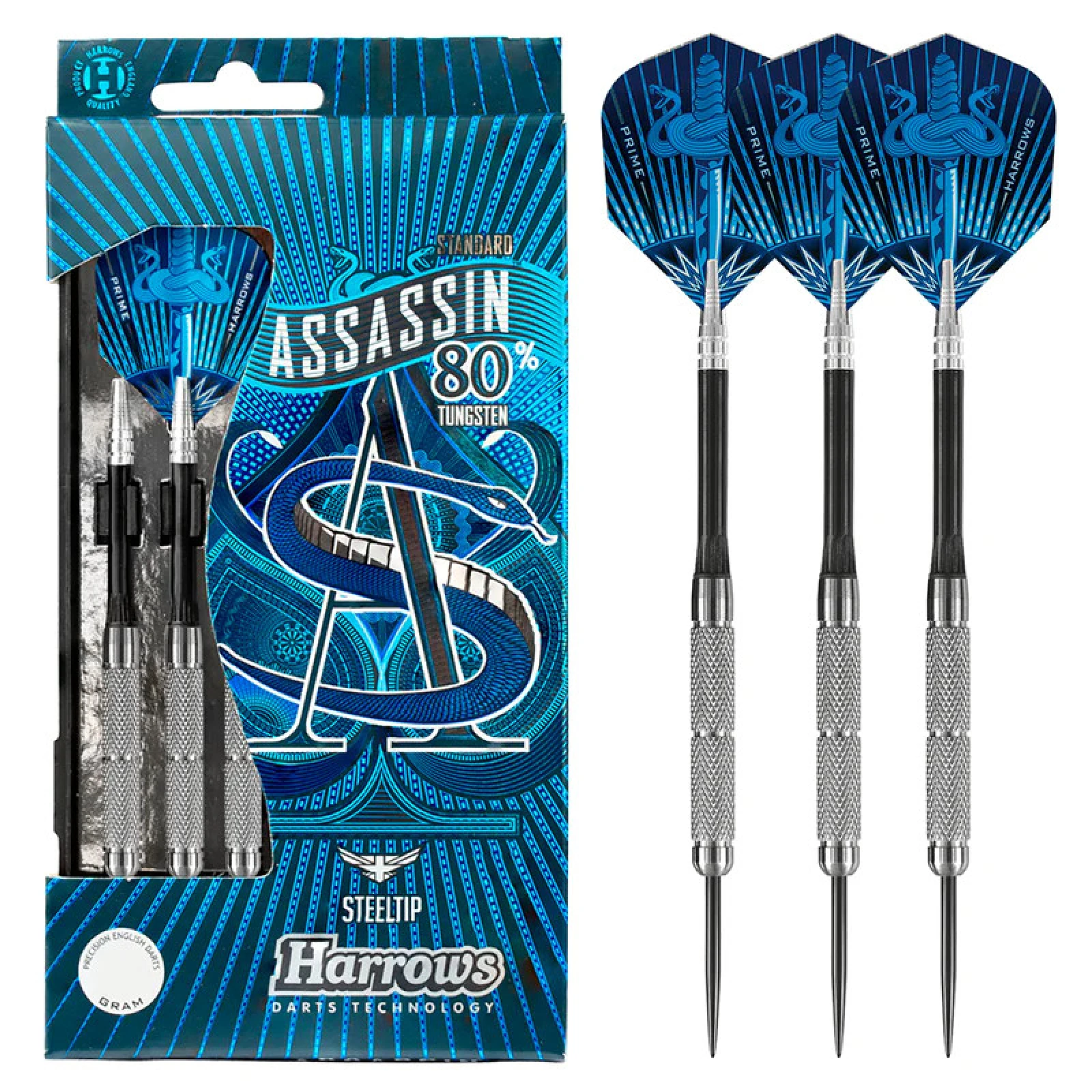 Dart szett Harrows steel 25g Assassin, 80% gravírozott · záber 4