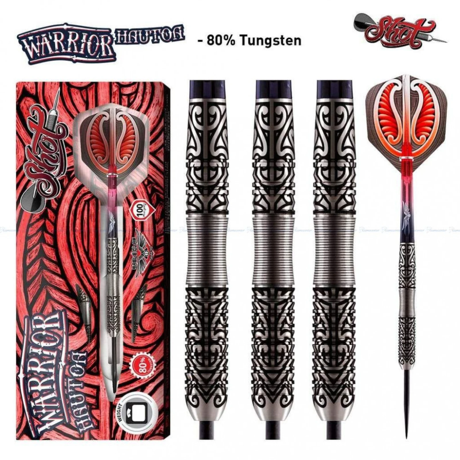 Darts szett Shot steel, Warrior Hautoa, 24g, 80% wolfram · záber 1