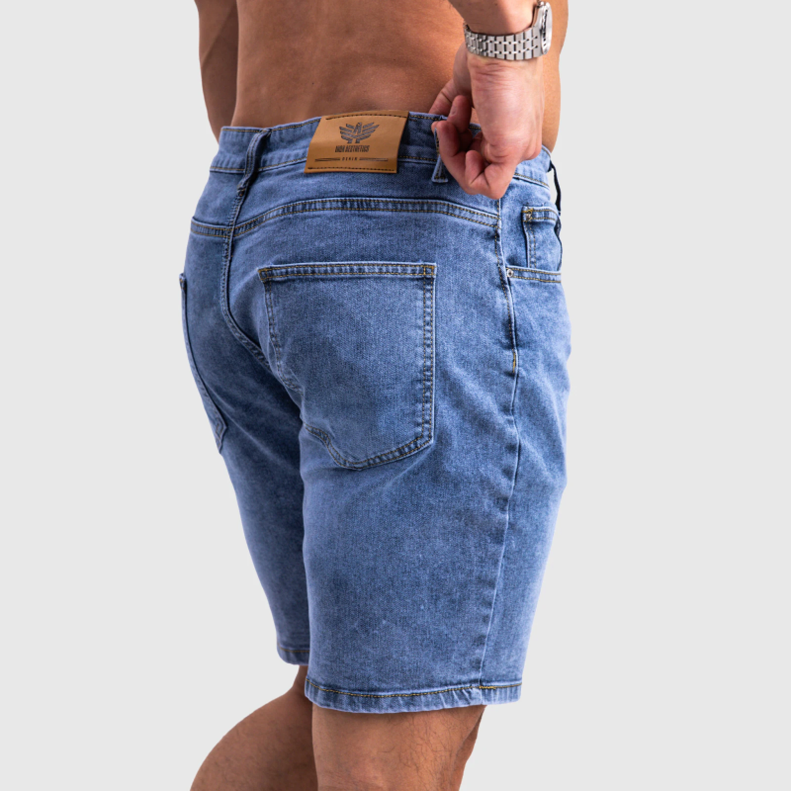 Férfi farmer rövidnadrág Iron Aesthetics Denim Stretch, kék · záber 4